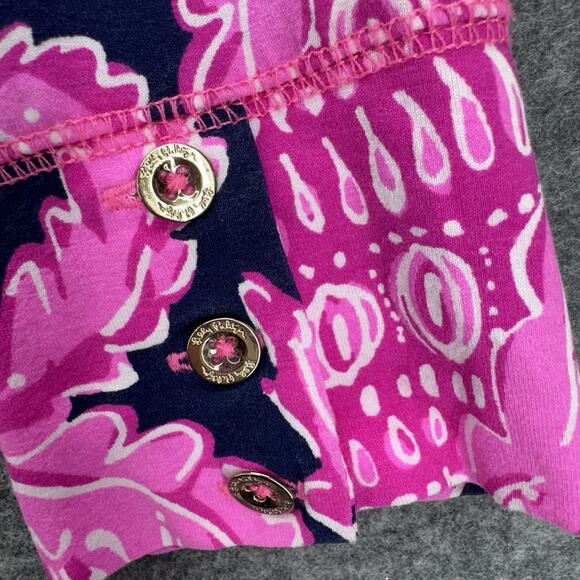 Lilly Pulitzer Womens Sophie Dress Size Med Pink Navy Pineapple Preppy Island - Picture 6 of 9